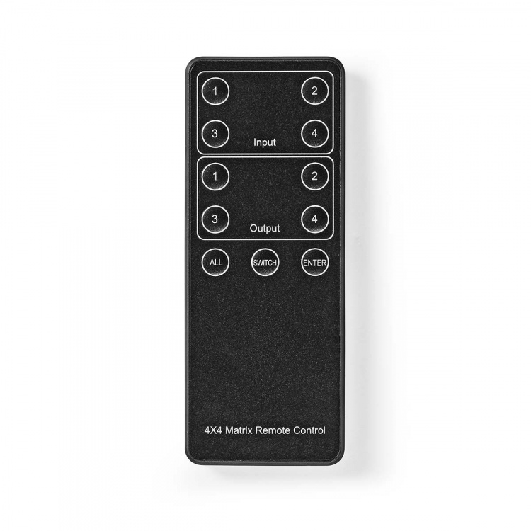 Nedis HDMI ™ Matrix Switch | 4 stk. 4-porters port(s) | DC Power / 1x RS232 / 4x HDMI™ Input | 4x HDMI™ Output | 4K@60Hz | 18 Gbps | Fjernstyrtkontrolert | Metall | Sort