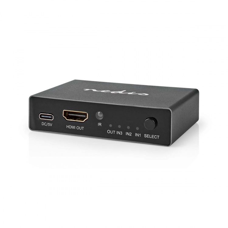 Nedis HDMI ™ Switch | 3-Port port(s) | 3x HDMI™ Input | 1x HDMI™ Output | 8K@60Hz | 45 Gbps | Fjernstyrtkontrolert | Aluminium | Antrasitt Nedis HDMI ™ Switch | 3-Port port(s) | 3x HDMI™ Input | 1x HDMI™ Output | 8K@60Hz | 45 Gbps | Fjernstyrtkontrolert | Aluminium | Antrasitt