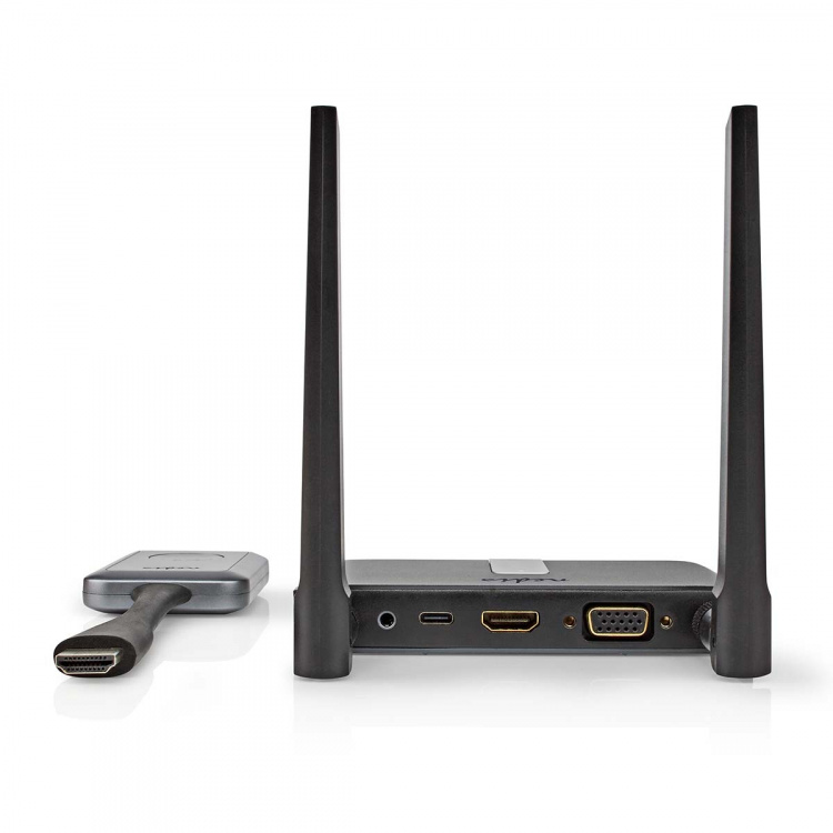 Nedis Trådløs HDMI ™ Transmitter | Wi-Fi | 2400-5000 MHz | 30,0 m (siktlinje) | Maksimum oppløsning: Full HD 1080p | 1.65 Gbps | ABS | Grå Nedis Trådløs HDMI ™ Transmitter | Wi-Fi | 2400-5000 MHz | 30,0 m (siktlinje) | Maksimum oppløsning: Full HD 1080p | 1.65 Gbps | ABS | Grå