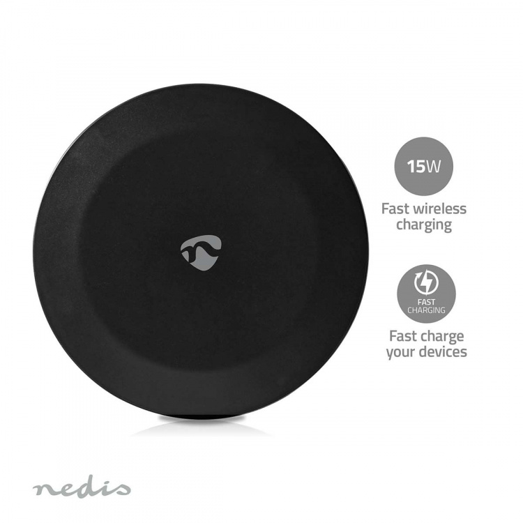 Nedis Trådløs lader | 5 / 7.5 / 10 / 15 W | 2 A | LED indikator brukes | Inkludert kabel | USB Type-A | 1.00 m Nedis Trådløs lader | 5 / 7.5 / 10 / 15 W | 2 A | LED indikator brukes | Inkludert kabel | USB Type-A | 1.00 m