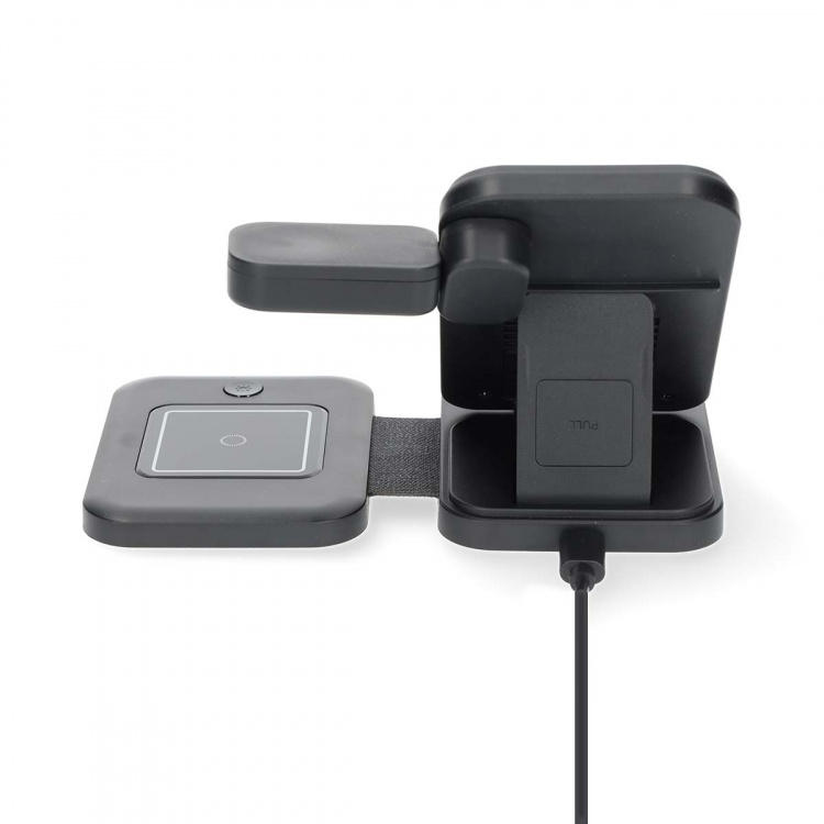 Nedis Trådløs lader | 3-i-1 | 15 W | LED indikator brukes | Inkludert kabel | USB-A / USB-C™ | 1.00 m
