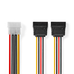 Nedis Intern Strømkabel | Molex Han | 2x SATA 15-Pin Hun | Gull belagt | 0.15 m | Rund | PVC | Flerfarget | Boks