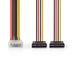 Nedis Intern Strømkabel | Molex Han | 2x SATA 15-Pin Hun | Gull belagt | 0.15 m | Rund | PVC | Flerfarget | Boks