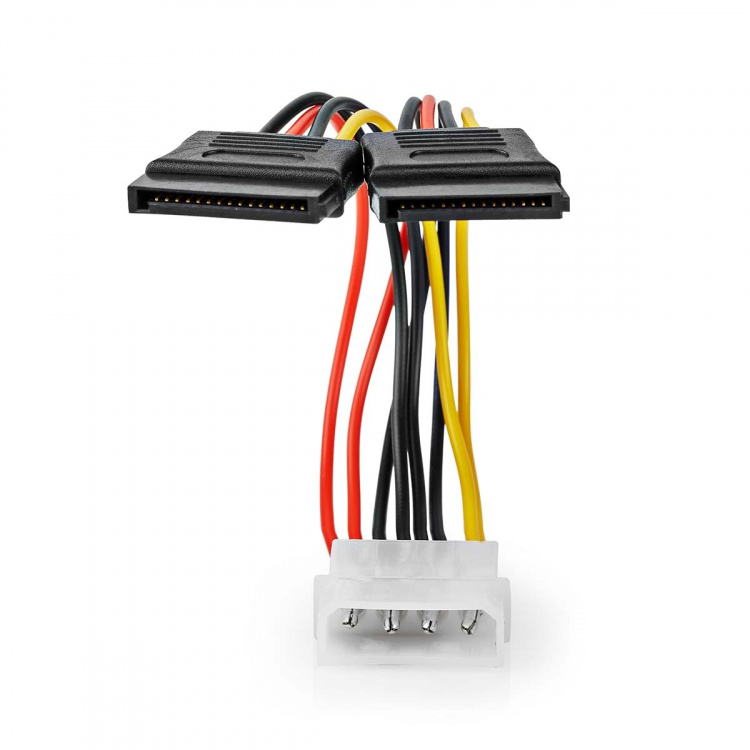 Nedis Intern Strømkabel | Molex Han | 2x SATA 15-Pin Hun | Gull belagt | 0.15 m | Rund | PVC | Flerfarget | Boks