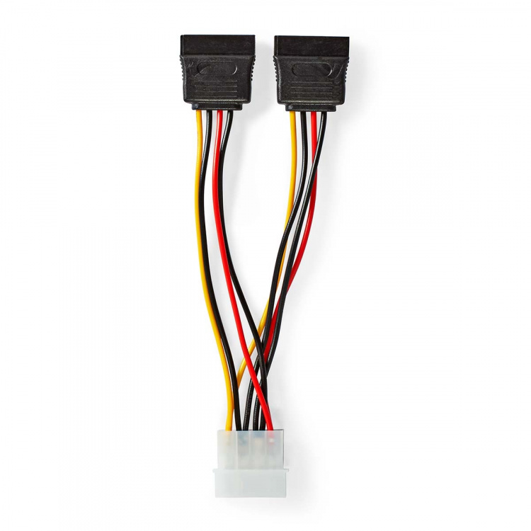 Nedis Intern Strømkabel | Molex Han | 2x SATA 15-Pin Hun | Gull belagt | 0.15 m | Rund | PVC | Flerfarget | Boks
