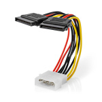 Nedis Intern Strømkabel | Molex Han | 2x SATA 15-Pin Hun | Gull belagt | 0.15 m | Rund | PVC | Flerfarget | Boks