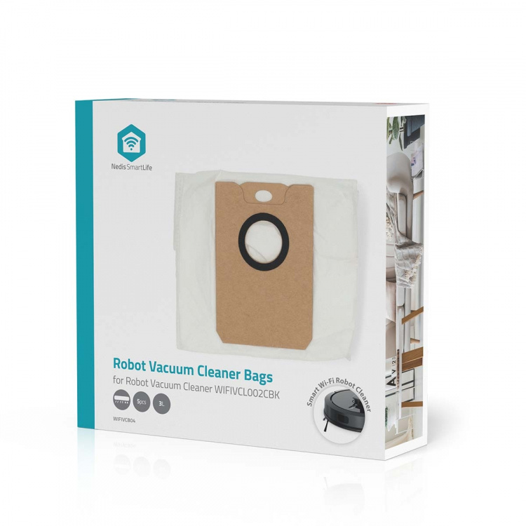 Nedis Støvsugepose- | 5 stk. | Syntetisk | Mest solgt for: Nedis® WIFIVCL002CBK | Hvit