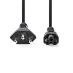 Nedis Strømkabel | CH type 12 | IEC-320-C5 | Rett | Rett | Nikkel belagt | 2.00 m | Rund | PVC | Sort | Label