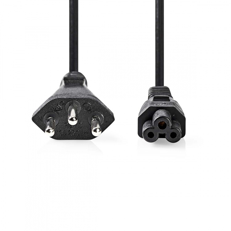 Nedis Strømkabel | CH type 12 | IEC-320-C5 | Rett | Rett | Nikkel belagt | 2.00 m | Rund | PVC | Sort | Label