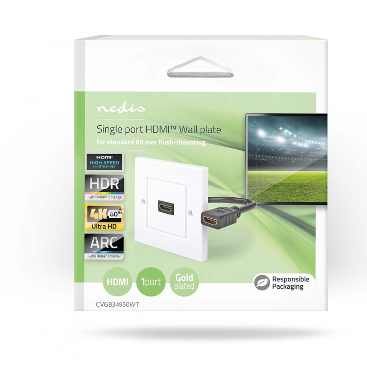 Nedis HDMI™ Veggboks | 1x HDMI™ Female | 4K@60Hz | HDMI™ Output | Sort | 18 Gbps | Gull belagt | Boks