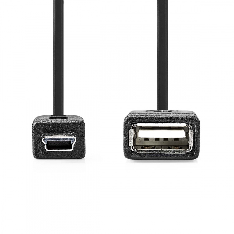 Nedis USB-adapter | USB 2.0 | Mini 5-Pin Han | USB-A Hun | 480 Mbps | OTG | 0.20 m | Rund | Nikkel belagt | Sort | Boks