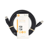 Nedis USB-kabel | USB 2.0 | USB-A Han | USB-A Han | 480 Mbps | Nikkel belagt | 5.00 m | Rund | PVC | Sort | Label