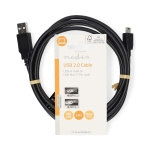 Nedis USB-kabel | USB 2.0 | USB-A Han | USB Mini-B 5 pins Han | 480 Mbps | Nikkel belagt | 2.00 m | Rund | PVC | Sort | Label