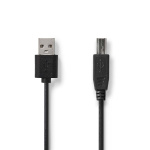 Nedis USB-kabel | USB 2.0 | USB-A Han | USB-B Han | 480 Mbps | Nikkel belagt | 2.00 m | Rund | PVC | Sort | Label Nedis USB-kabel | USB 2.0 | USB-A Han | USB-B Han | 480 Mbps | Nikkel belagt | 2.00 m | Rund | PVC | Sort | Label