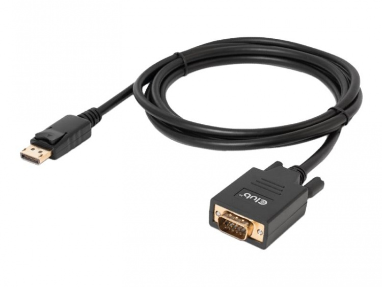 Club 3D Adapter 20-pinners DisplayPort hann (inngang) -> 15-pinners HD D-Sub (HD-15) hann (utgang) 2 m
