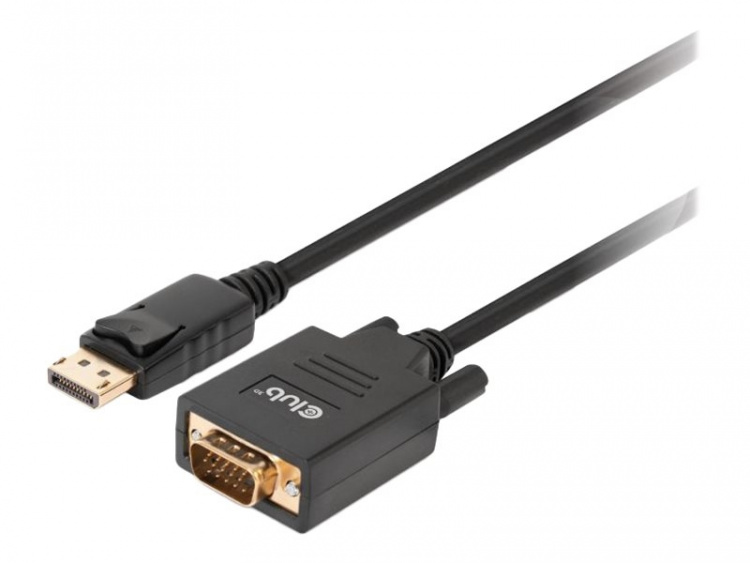Club 3D Adapter 20-pinners DisplayPort hann (inngang) -> 15-pinners HD D-Sub (HD-15) hann (utgang) 2 m