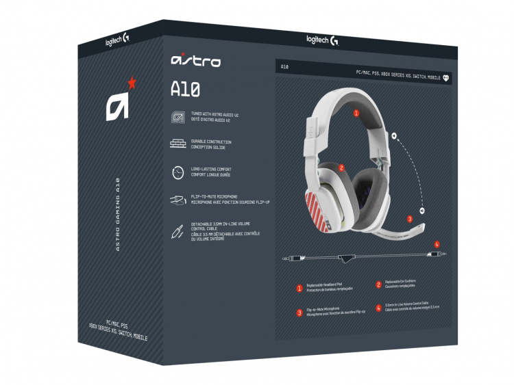 Astro Gaming A10 Gen 2 Kabelhodesett Hvit