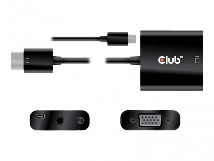 Club 3D Videogrensesnittkonverterer HDMI/VGA Svart Club 3D Videogrensesnittkonverterer HDMI/VGA Svart