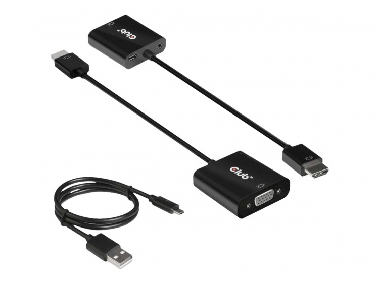 Club 3D Videogrensesnittkonverterer HDMI/VGA Svart Club 3D Videogrensesnittkonverterer HDMI/VGA Svart