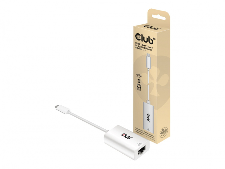 Club 3D nettverksadapter USB-C 3.2 Gen 1 1Gbps-kabling