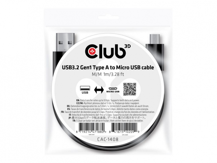Club 3D USB 2.0 / USB 3.0 / USB 3.2 Gen 1 USB-kabel 1 m svart Club 3D USB 2.0 / USB 3.0 / USB 3.2 Gen 1 USB-kabel 1 m svart