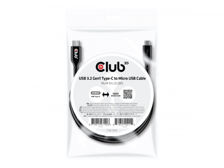 Club 3D USB 2.0 / USB 3.0 / USB 3.2 Gen 1 USB Type-C-kabel 1 m svart Club 3D USB 2.0 / USB 3.0 / USB 3.2 Gen 1 USB Type-C-kabel 1 m svart