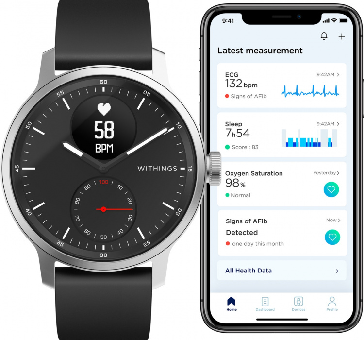 Withings Scanwatch EKG , aktivitetsklokke svart 42 mm