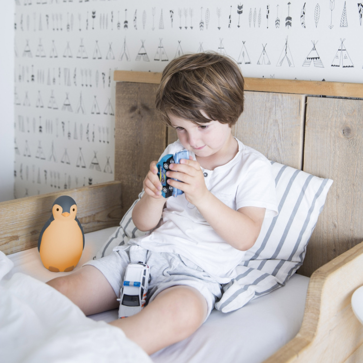 Zazu Pam søvnrytmemusikk nattlys, pingvin, grå