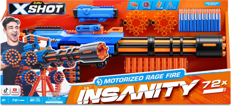 X-Shot Insanity-Motorisert Age Fire Gatlin-pistol med stativ - skumgummipistol