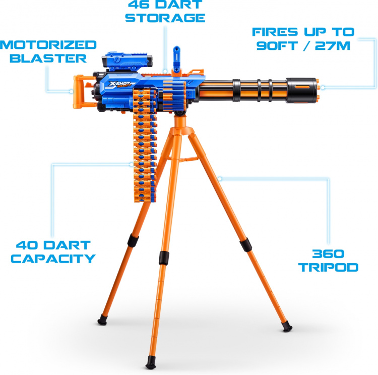 X-Shot Insanity-Motorisert Age Fire Gatlin-pistol med stativ - skumgummipistol