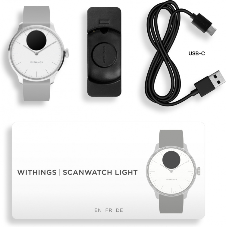 Withings Scanwatch Light smartklokke, 37 mm, hvit/grå
