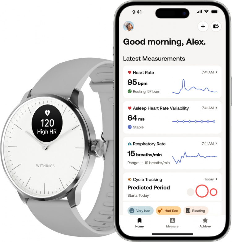 Withings Scanwatch Light smartklokke, 37 mm, hvit/grå