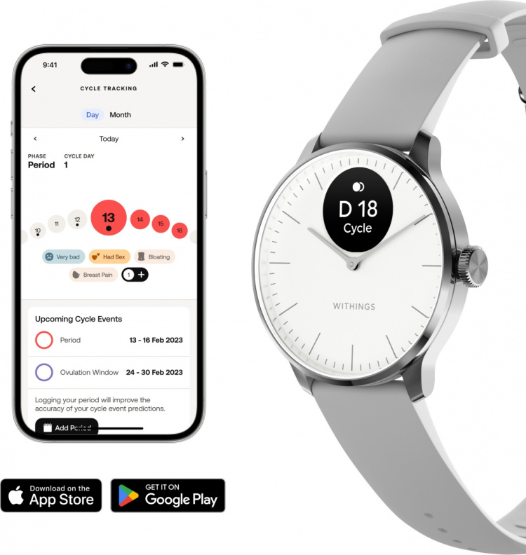 Withings Scanwatch Light smartklokke, 37 mm, hvit/grå