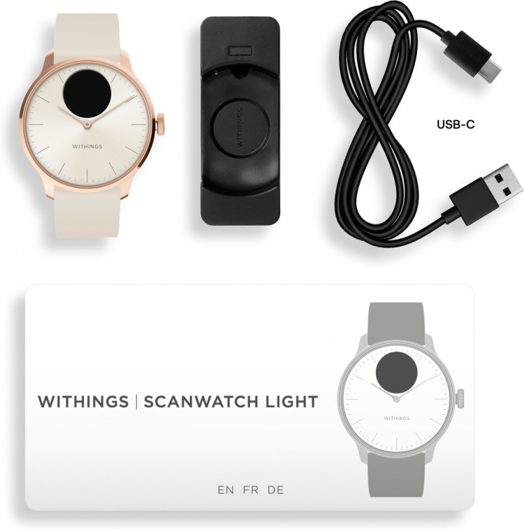 Withings Scanwatch Light smartklokke, 37 mm, hvit/roségull