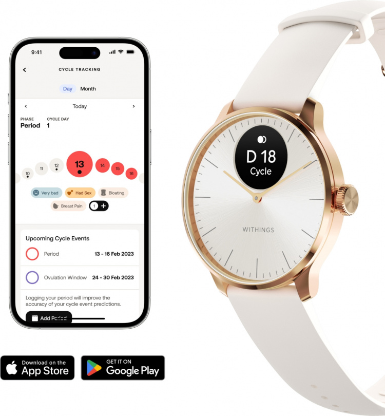 Withings Scanwatch Light smartklokke, 37 mm, hvit/roségull