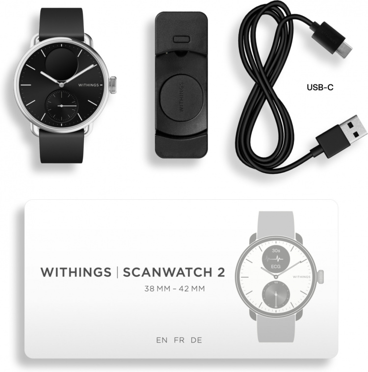 Withings Scanwatch 2 smartklokke, 38 mm, svart