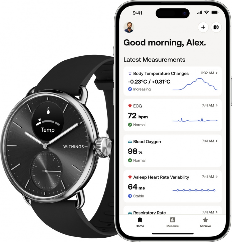 Withings Scanwatch 2 smartklokke, 38 mm, svart