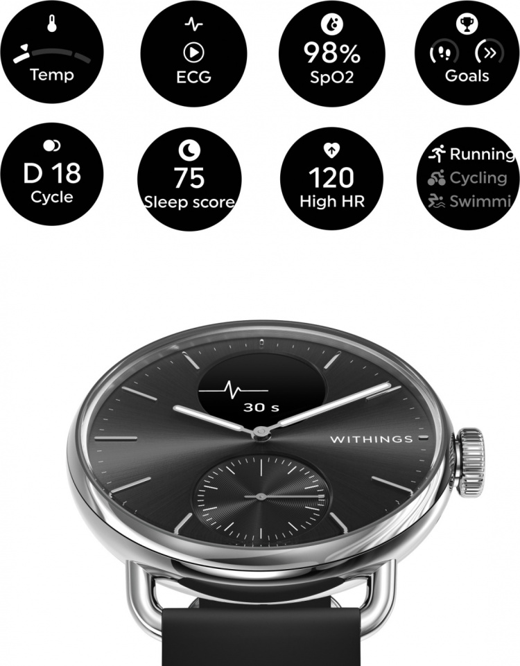 Withings Scanwatch 2 smartklokke, 38 mm, svart
