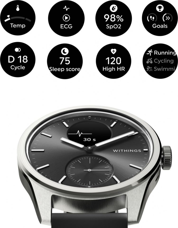 Withings Scanwatch 2 smartklokke, 42 mm, svart