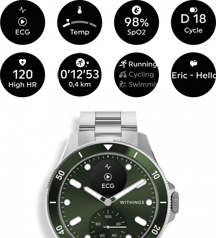 Withings Scanwatch Nova smartklokke, 42 mm, grønn