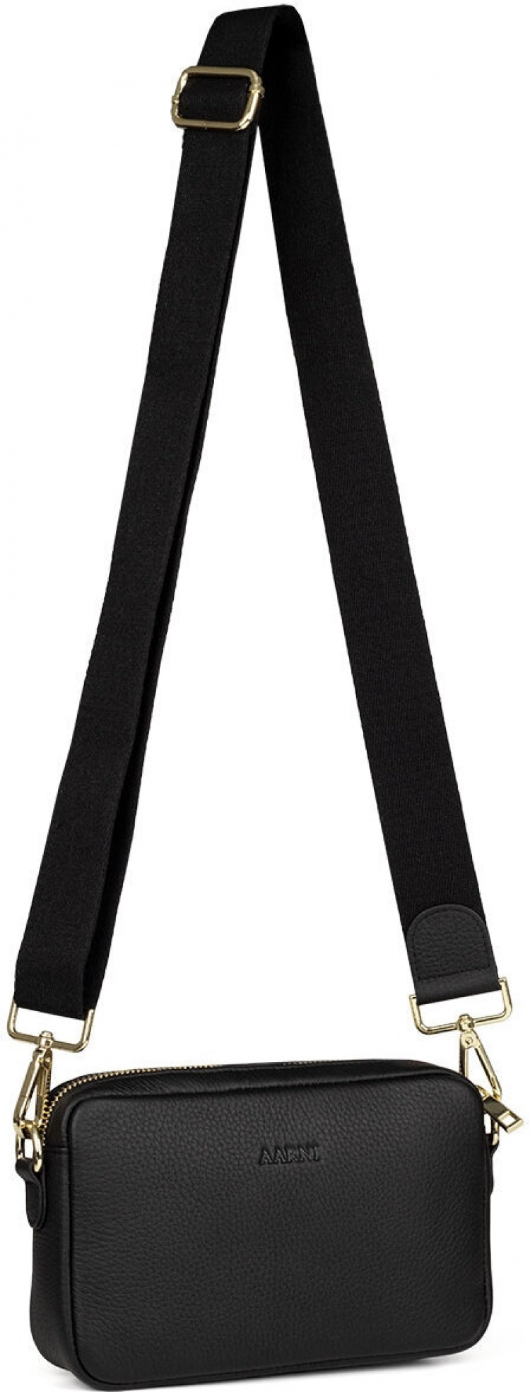 Aarni Crossbody Bag, svart, sølvfarget glidelås