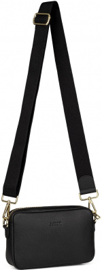 Aarni Crossbody Bag, svart, glidelås i gull