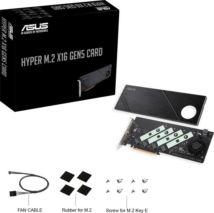 ASUS Hyper M.2 x16 Gen5-kortadaptere ASUS Hyper M.2 x16 Gen5-kortadaptere