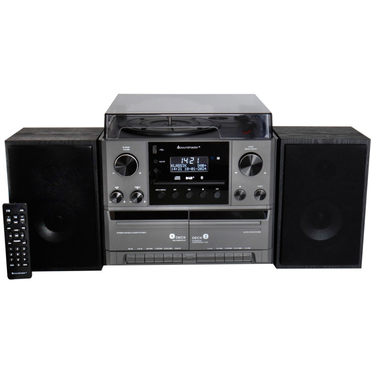 Soundmaster Stereoanlegg MCD5600 med DAB+/FM-radio, CD/MP3, platespiller, dobbel kassett, USB, Bluetooth