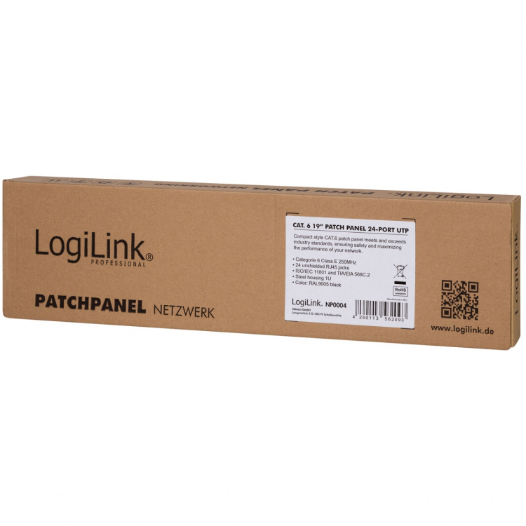 LogiLink Patchpanel 24-port Cat6 for 19