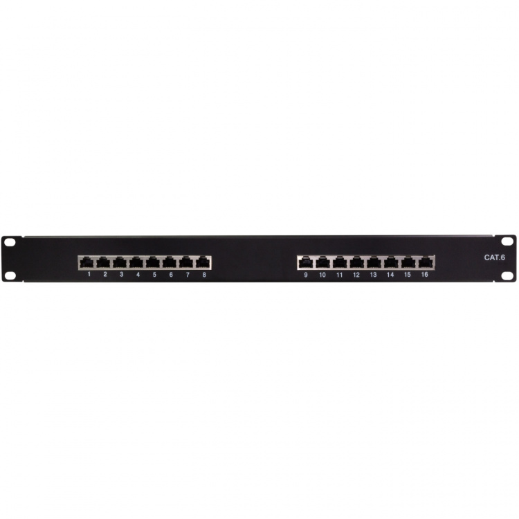 LogiLink Patchpanel 16-port Cat6 for 19-tommers rack U1 Svart