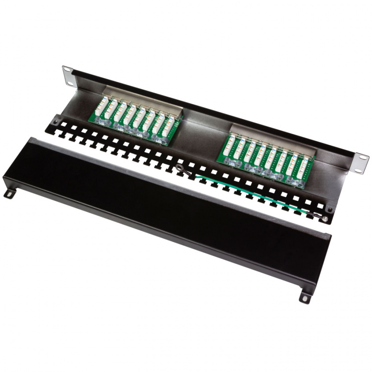 LogiLink Patchpanel 16-port Cat6 for 19-tommers rack U1 Svart