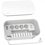 LogiLink Kabelboks - Kabelboks med strømuttak + USB-A/USB-C-lading Hvit