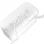 LogiLink Kabelboks - Kabelboks med strømuttak + USB-A/USB-C-lading Hvit