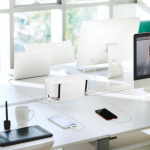 LogiLink Kabelboks - Kabelboks med strømuttak + USB-A/USB-C-lading Hvit